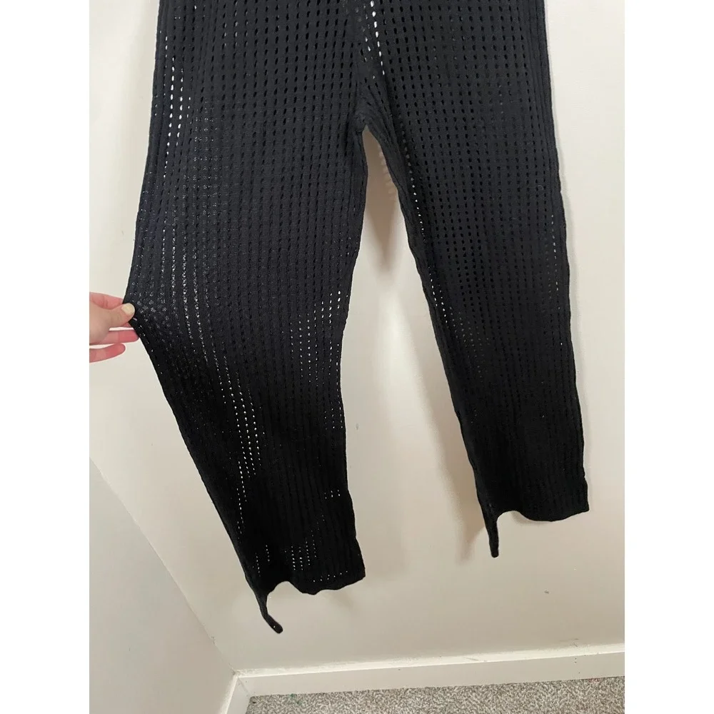 NWT‎ Sunshine 79 Resort Open Stitch Cover-Up Pants in Black Size Large